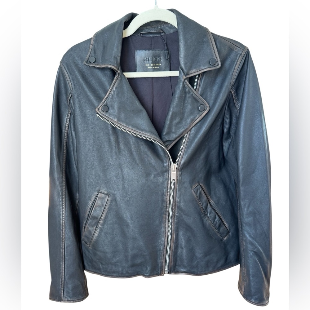 Reiss Women's Charcoal Leather Jacket